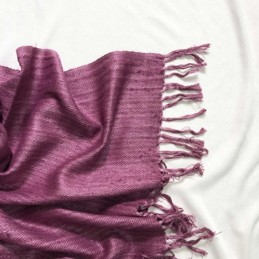 Dark-Rose Pink Coloured Silk & Merino Wool Stole