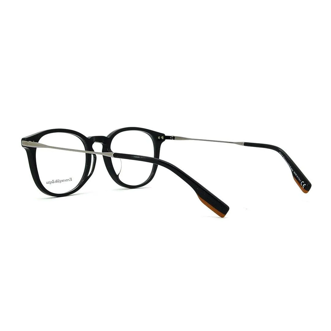 E. Zegna Men's Black Plastic Square Eyeglasses EZ 5125F/001