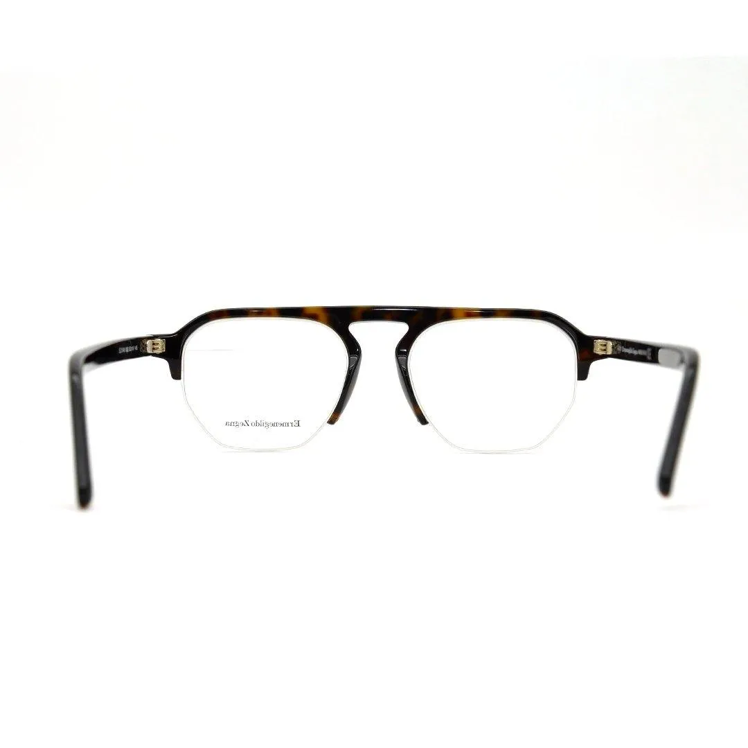 Ermenegildo Zegna Mens Modern Brown Plastic Irregular Frame Eyeglasses Model EZ 5148/052