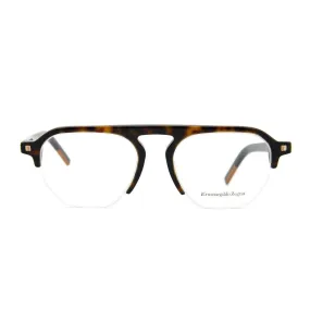 Ermenegildo Zegna Mens Modern Brown Plastic Irregular Frame Eyeglasses Model EZ 5148/052