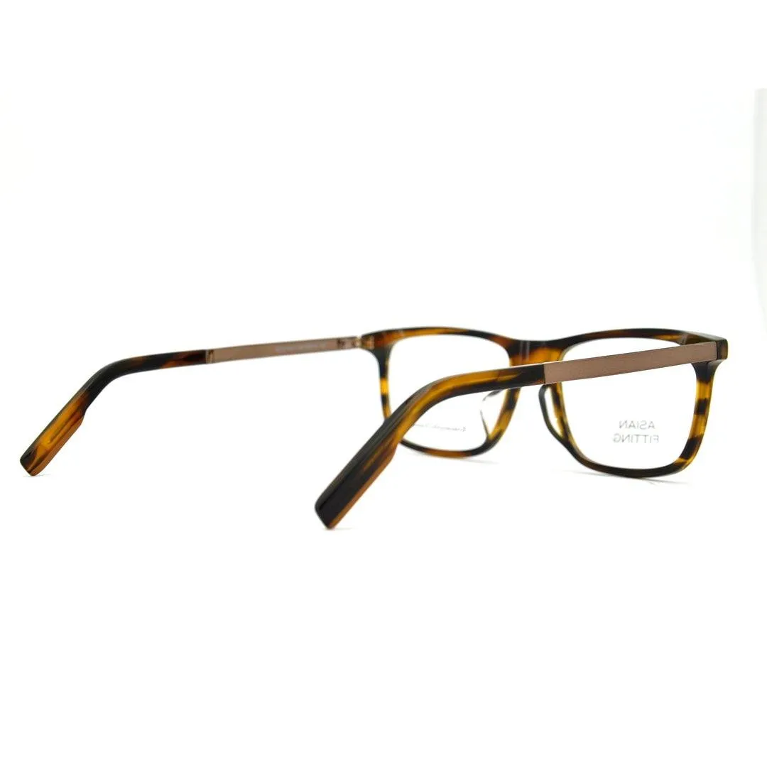 E. Zegna Men's Brown Plastic Square Eyeglasses EZ 5142F/055