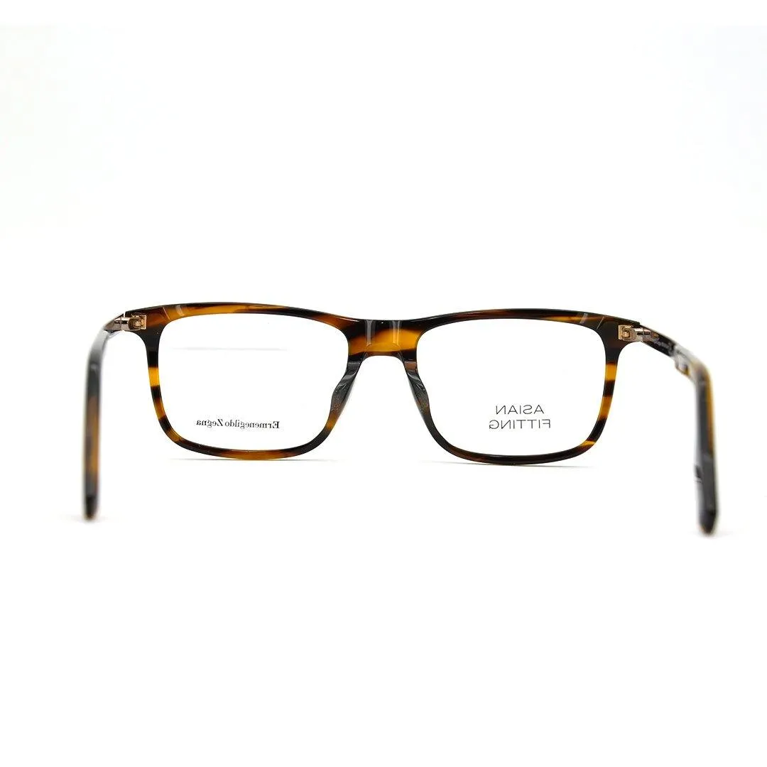 E. Zegna Men's Brown Plastic Square Eyeglasses EZ 5142F/055