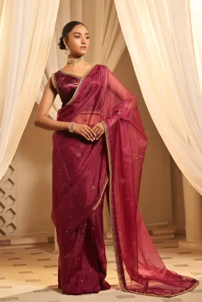 Embroidered Velvet & Organza Luxury Saree | New Arrivals | SR202318