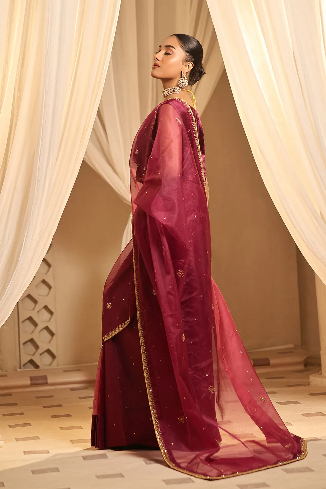 Embroidered Velvet & Organza Luxury Saree | New Arrivals | SR202318