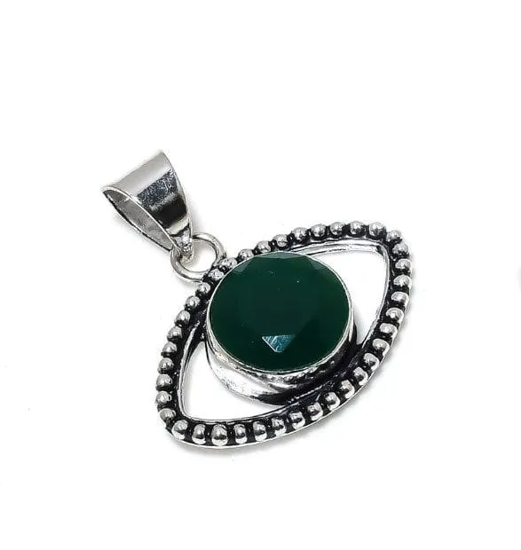 Emerald Eye 925 Sterling Silver Handmade Pendant