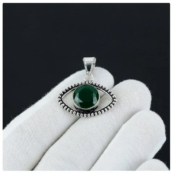 Emerald Eye 925 Sterling Silver Handmade Pendant