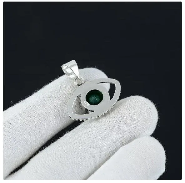 Emerald Eye 925 Sterling Silver Handmade Pendant