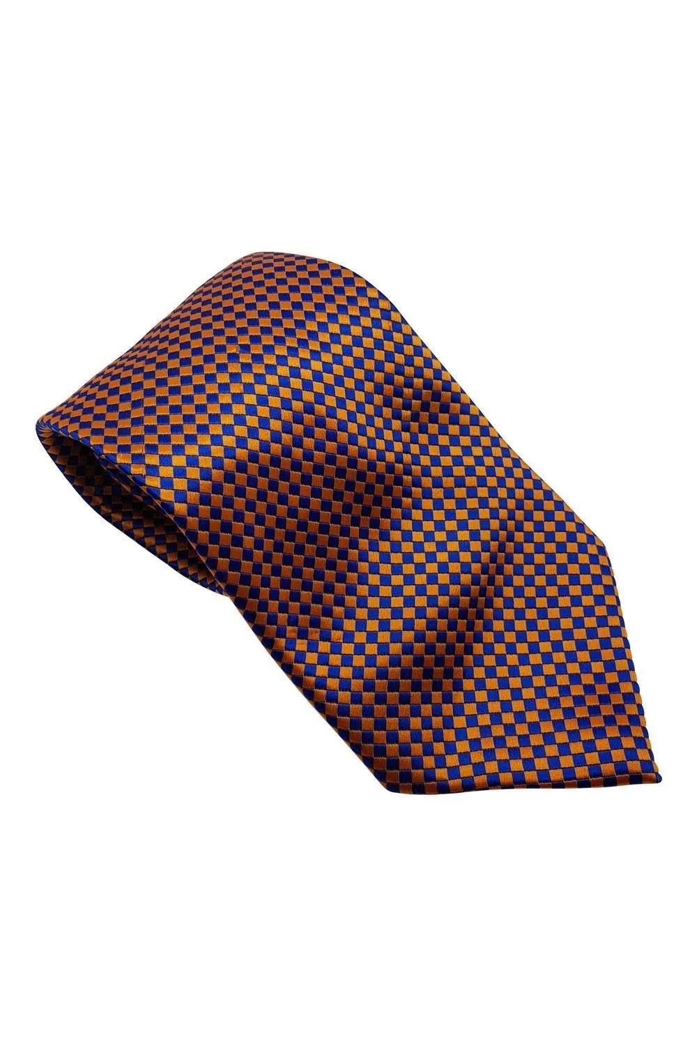 ERMENEGILDO ZEGNA 100% Silk Blue Orange Checked Tie (61")