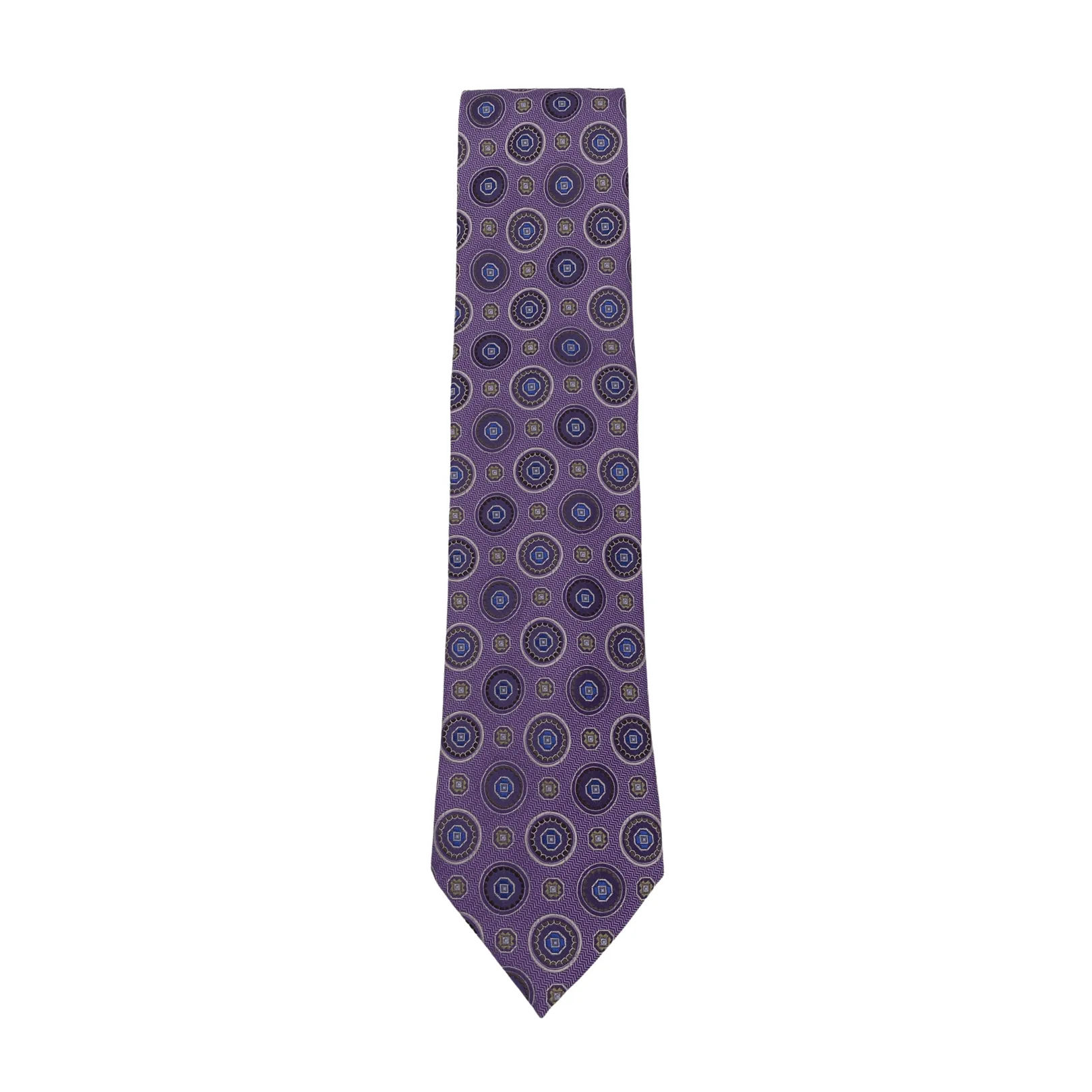 ERMENEGILDO ZEGNA Abstract Circular Pattern Silk Tie - Purple