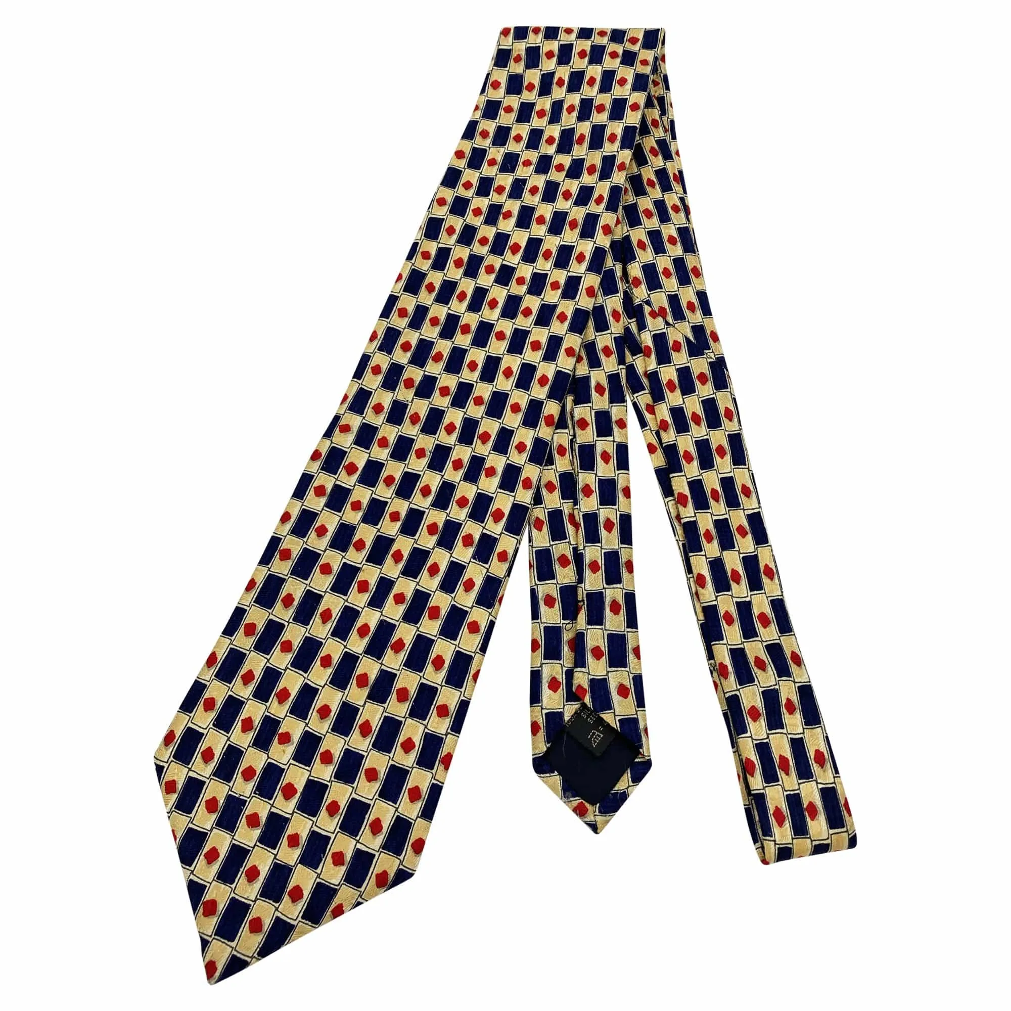 ERMENEGILDO ZEGNA Geometric Pattern Silk Tie - Blue & Red