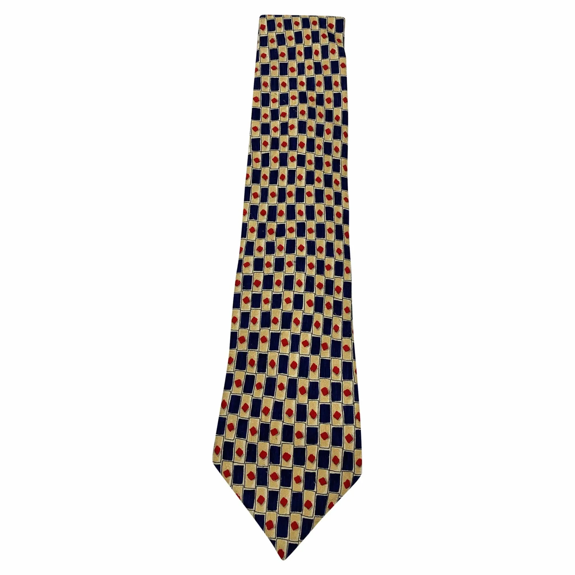 ERMENEGILDO ZEGNA Geometric Pattern Silk Tie - Blue & Red