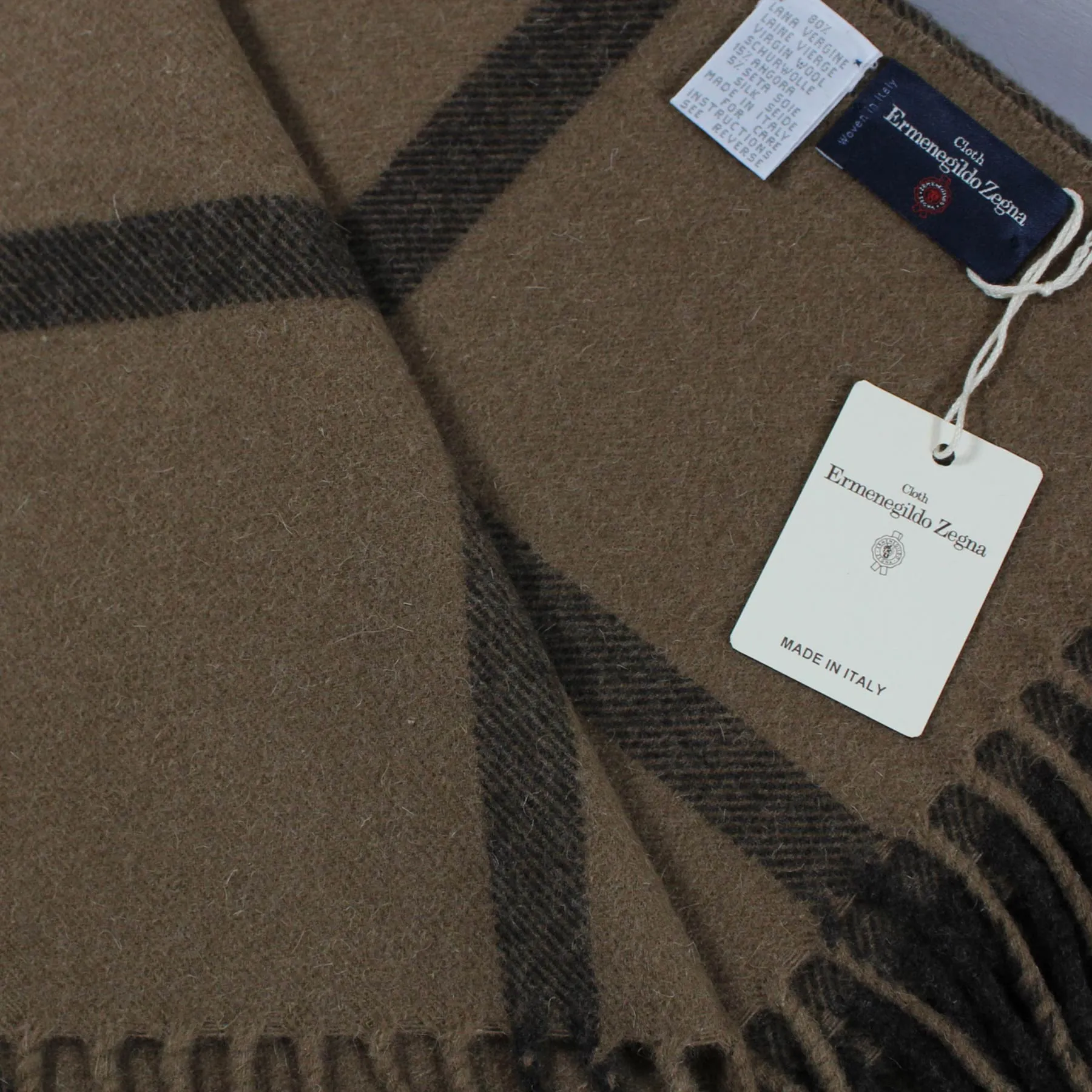 Ermenegildo Zegna Throw Blanket Camel Brown - Wool Angora Silk