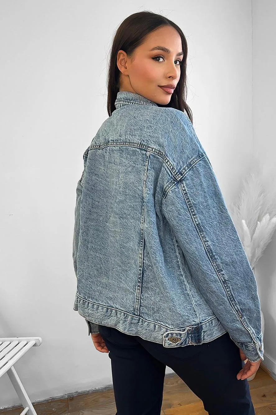 Faded Bleach Effect 100% Cotton Denim Jacket