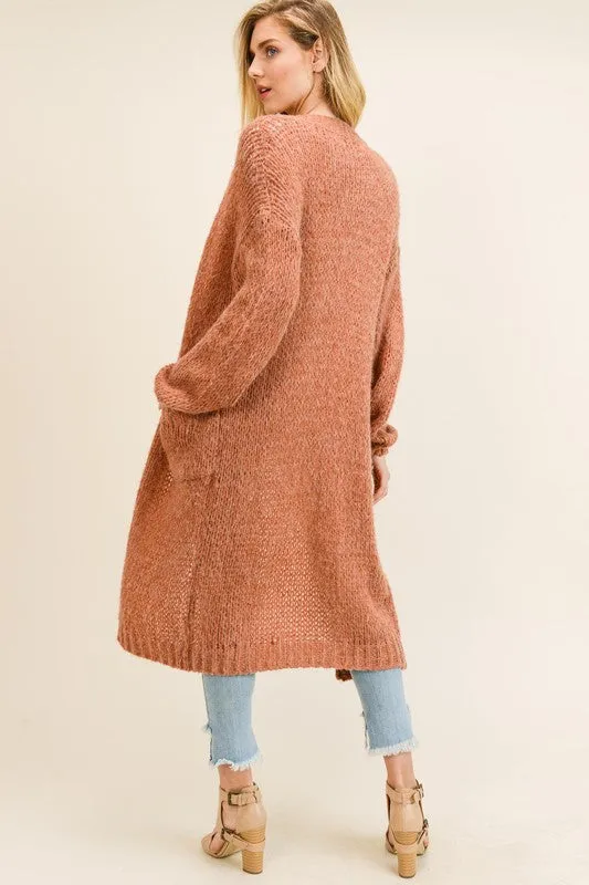 Faye Oversized Cardigan in Rust