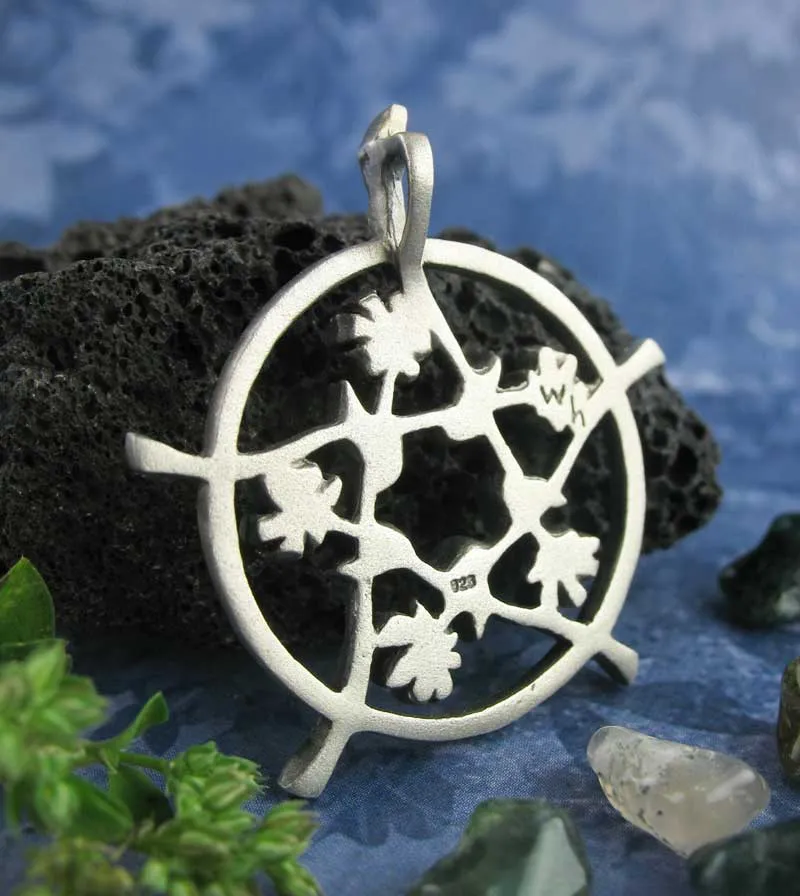 Five Flowers Hidden Pentacle Pendant, Handmade