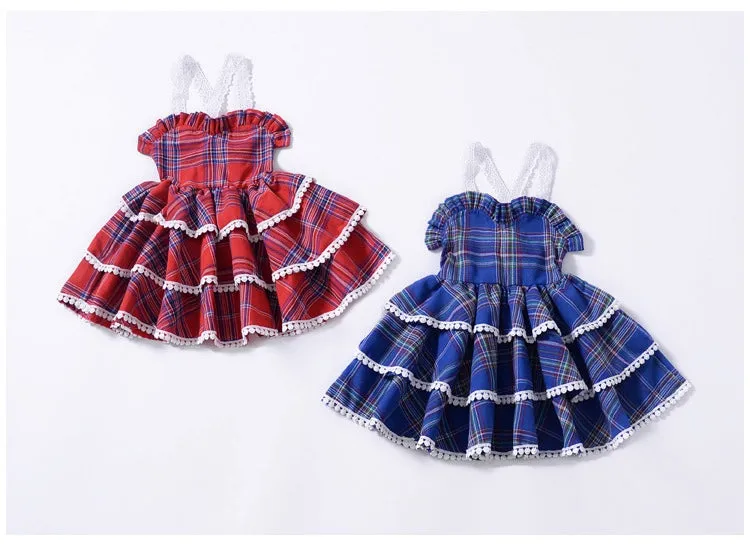 Girls Layered Ruffle Plaid Dress