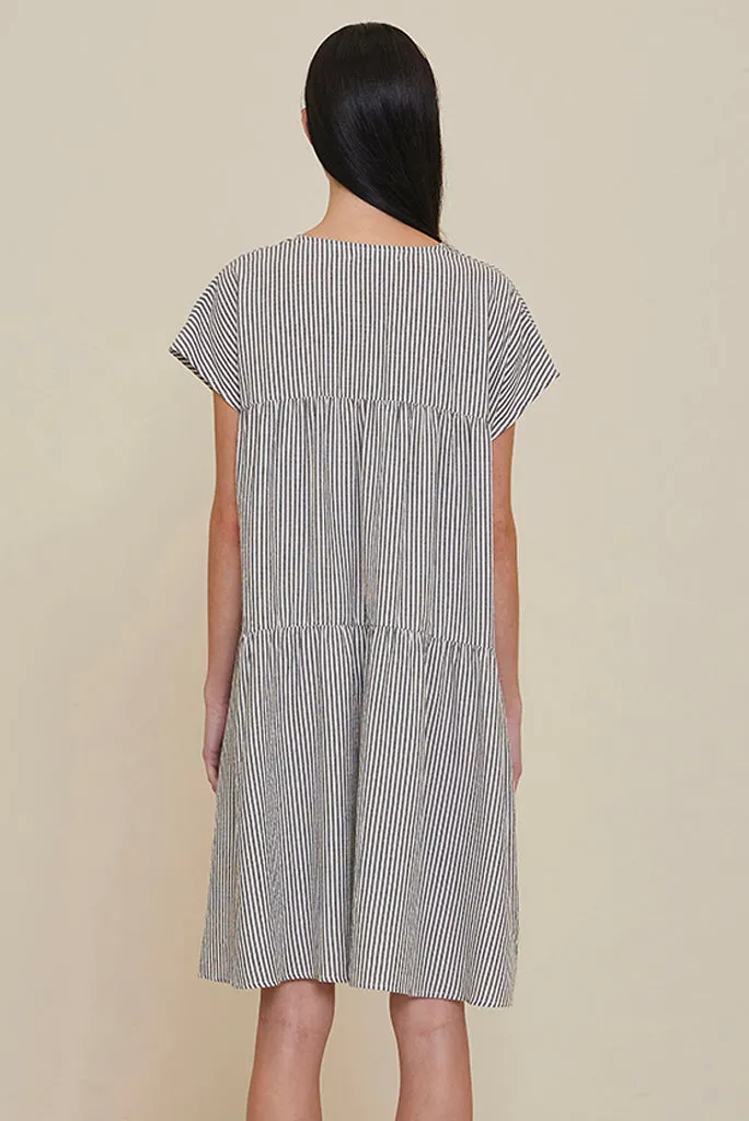 GRADE AND GATHER LOOSE BOXY STRIPE DRESS