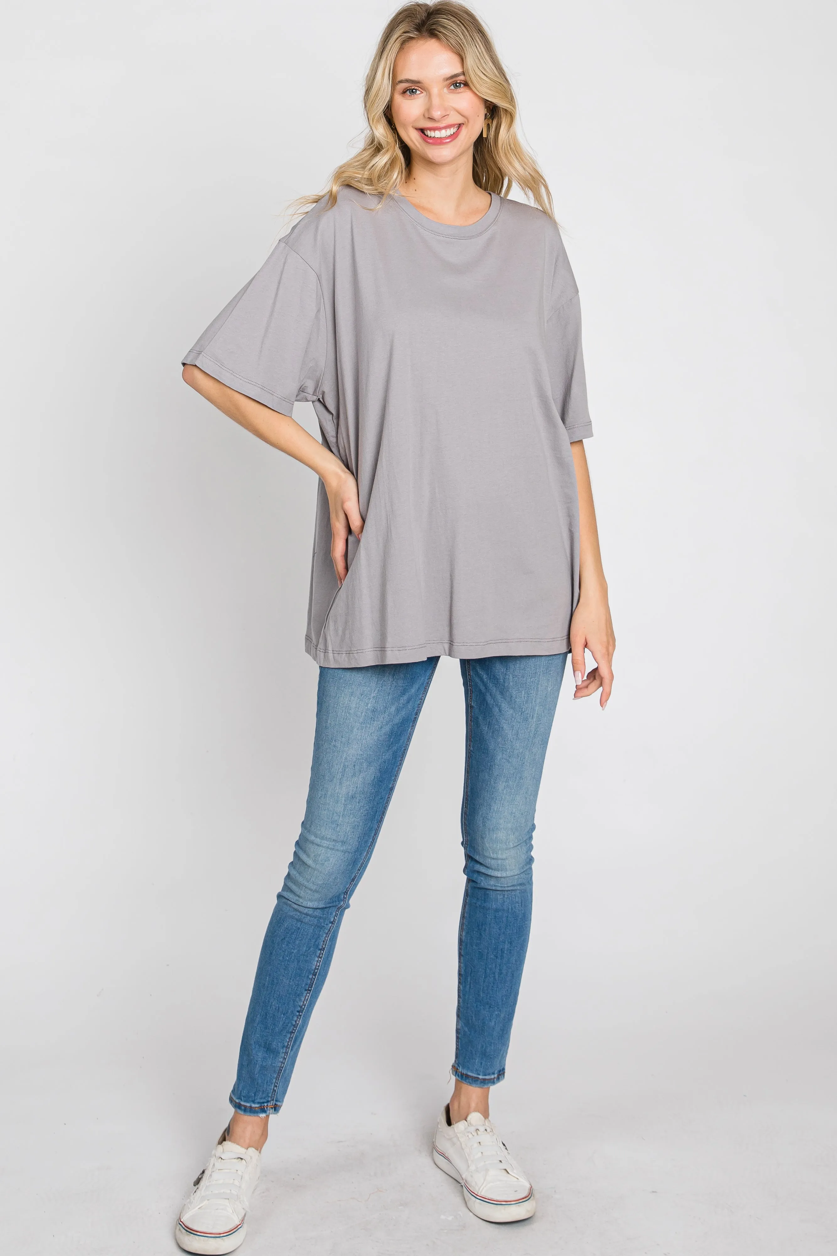 Grey Basic Oversized Tee