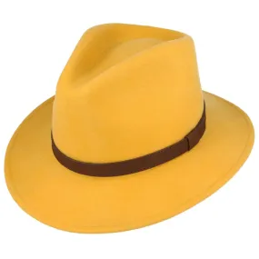 Handmade 100% Wool Mustard Fedora