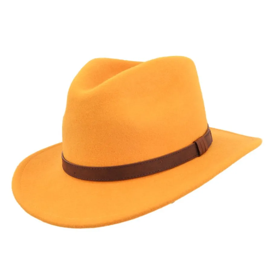 Handmade 100% Wool Mustard Fedora