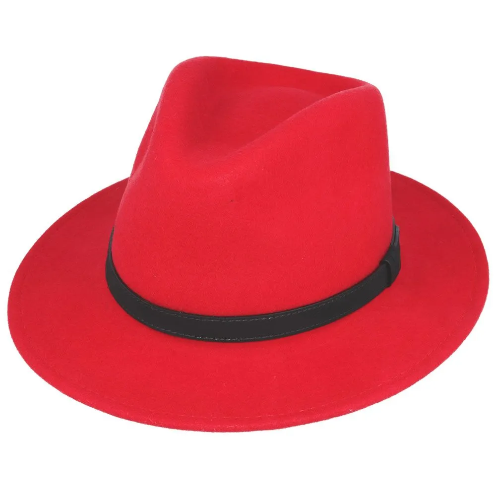 Handmade 100% Wool Red Fedora