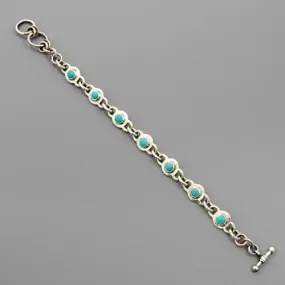 Handmade Adjustable Sterling Silver Turquoise Link Bracelet