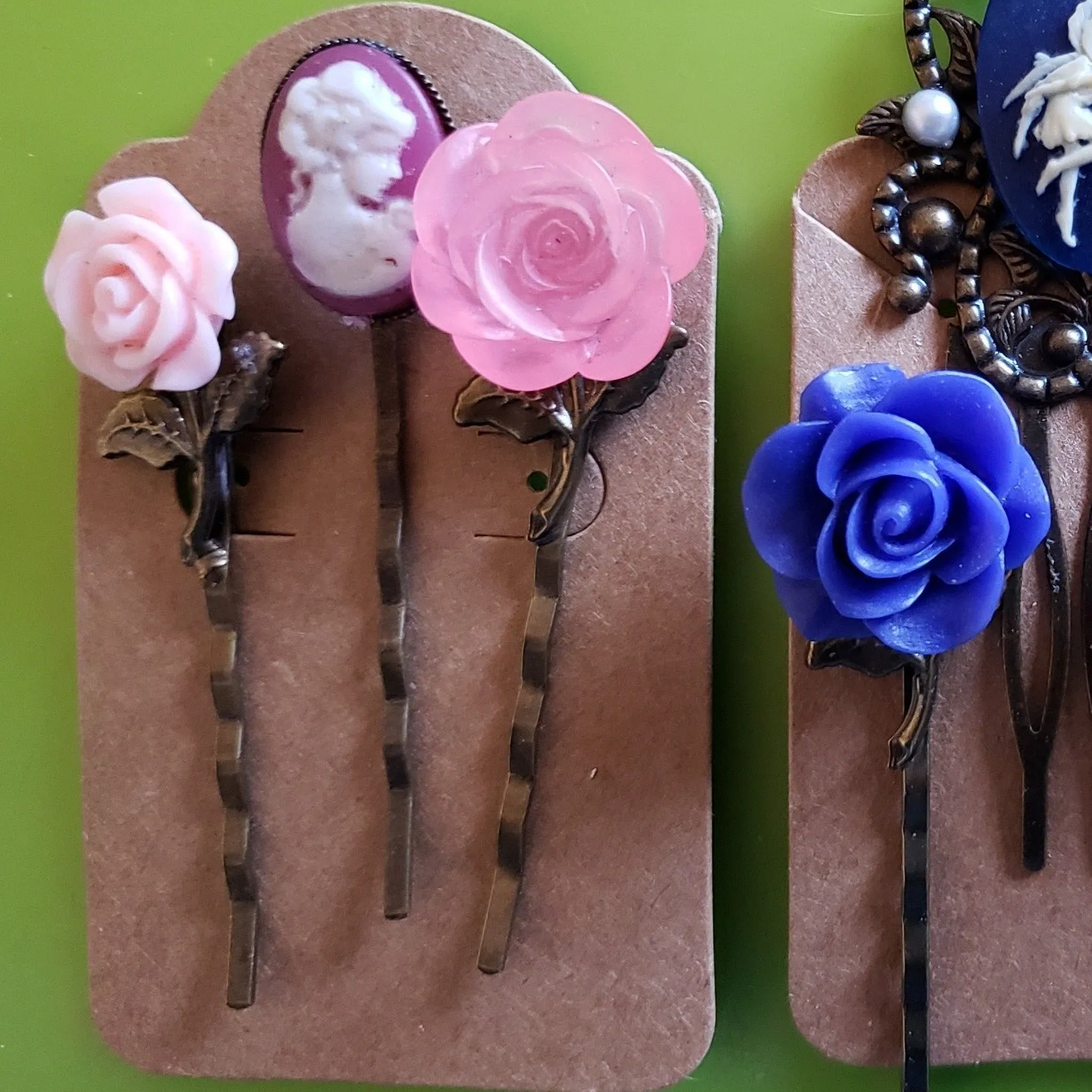 Handmade Cameo Bobby Pins New