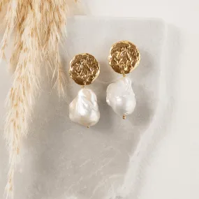 Handmade Gold Pearl Drop Earrings