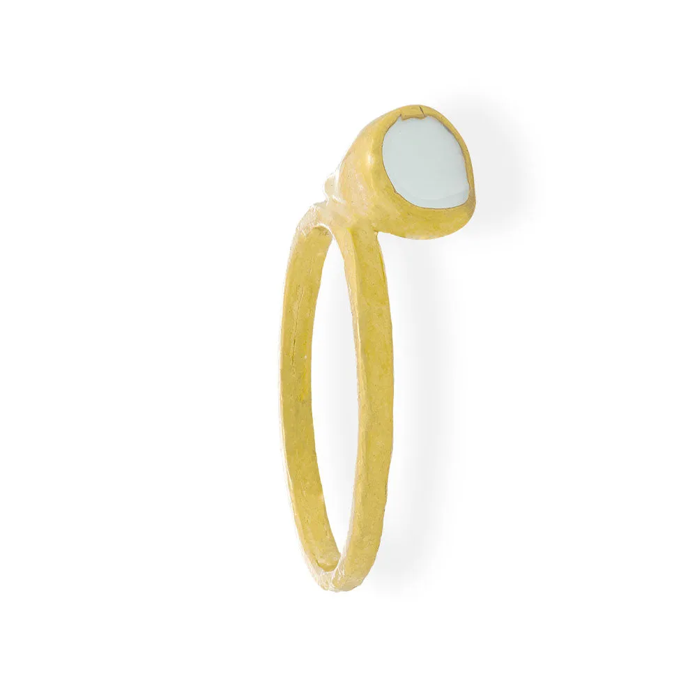 Handmade Gold Plated Ring with Gray Enamel