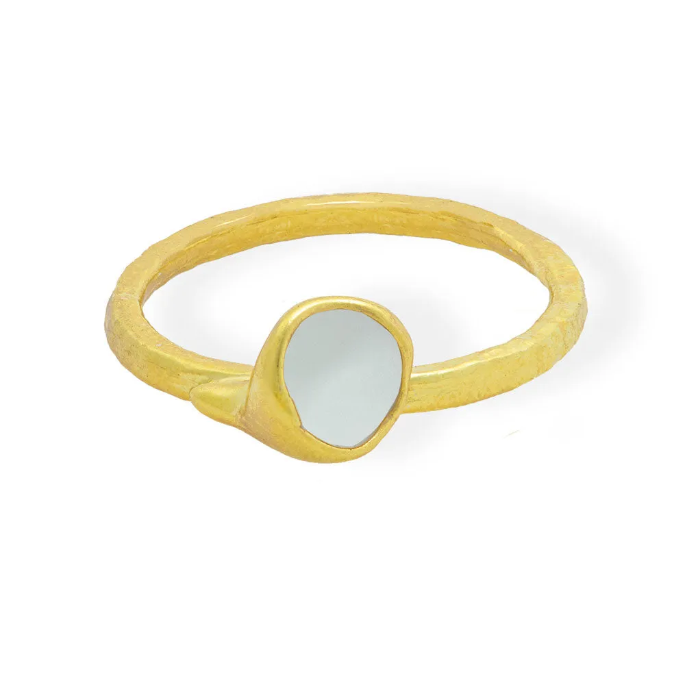 Handmade Gold Plated Ring with Gray Enamel