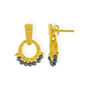 Handmade Gold Plated Silver Earrings With Hematite Stones