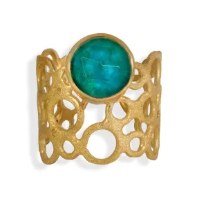 Handmade Gold Plated Silver Ring With Chrysocolla Gemstone