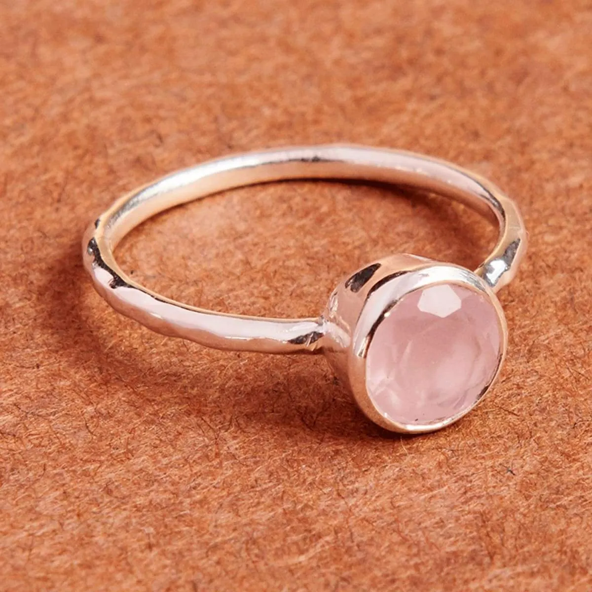 Handmade Natural Rose Quartz Ring