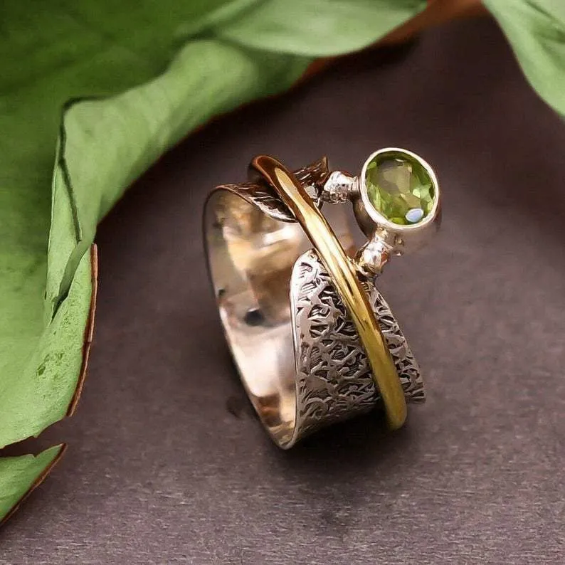 Handmade Spinning Peridot Ring