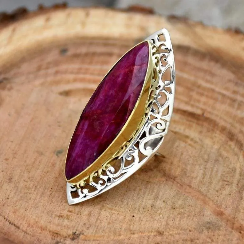 Handmade Sterling Silver Ruby Ring for Women