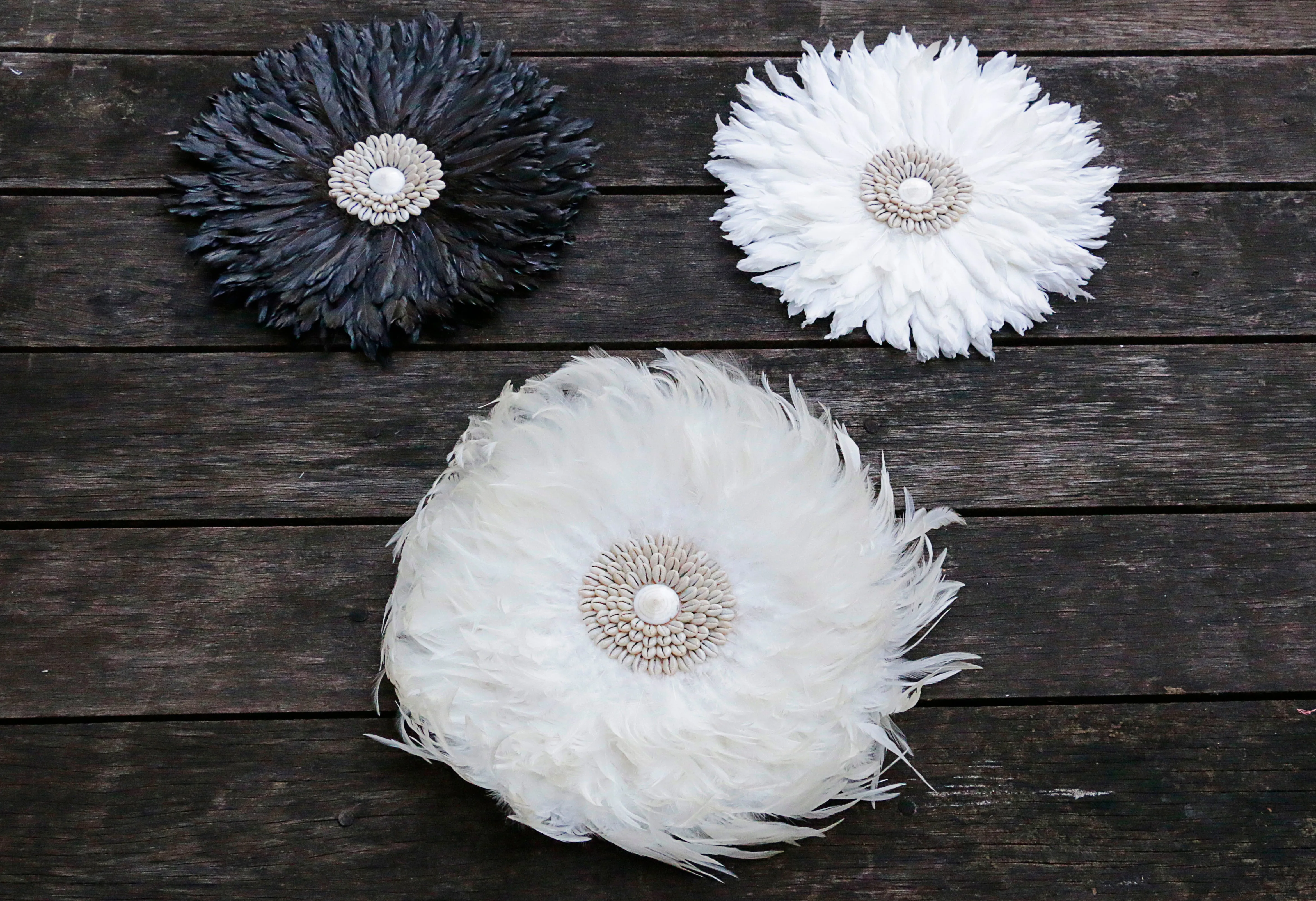 Handmade White Feather Juju Hat Wall Decor