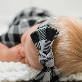 HEADBAND- Grey Buffalo Plaid