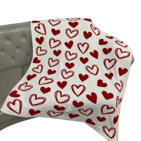 Heart Patterned Reversible Throw Blanket