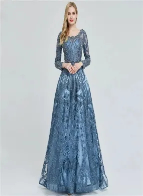 HENA - Luxury O-Neck Crystal Evening Gown