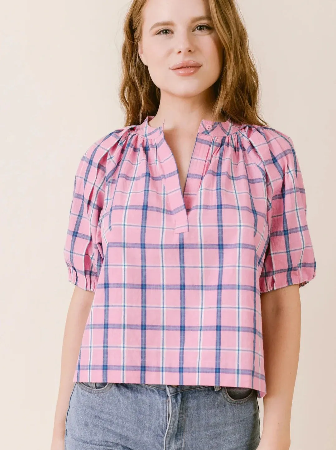 Henley Blouse | Plaid