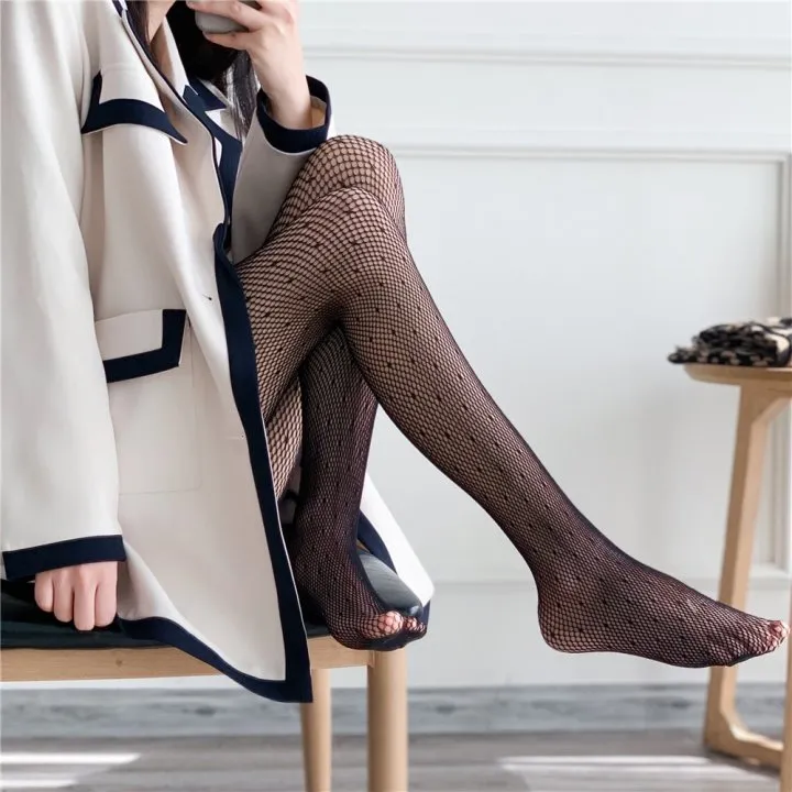 Hollow Sexy Fishnet Patterned Tights Black Tights