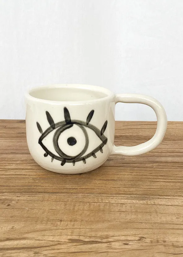 Kaz Handmade Eye Mug w/White Handle - Large