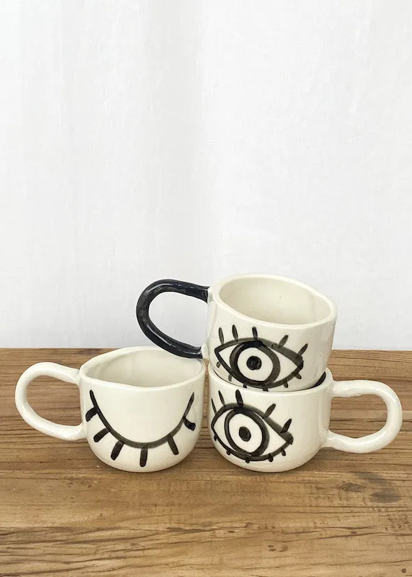 Kaz Handmade Eye Mug w/White Handle - Large