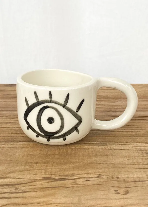 Kaz Handmade Eye Mug w/White Handle - Large