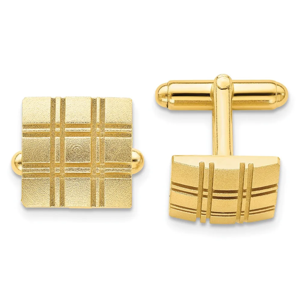 Kelly Waters Gold-plated Double Lines Patterned Square Cuff Links