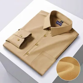 Khaki Stylish Mens Full Slevees Solid Formal Shirt