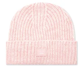 Kid's Ribbed Beanie Hat - Faded Pink Melange