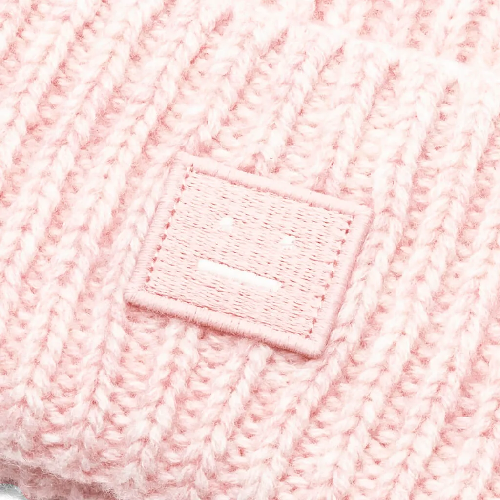 Kid's Ribbed Beanie Hat - Faded Pink Melange