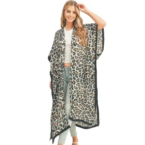 Leopard Patterned Cover Up Kimono Poncho