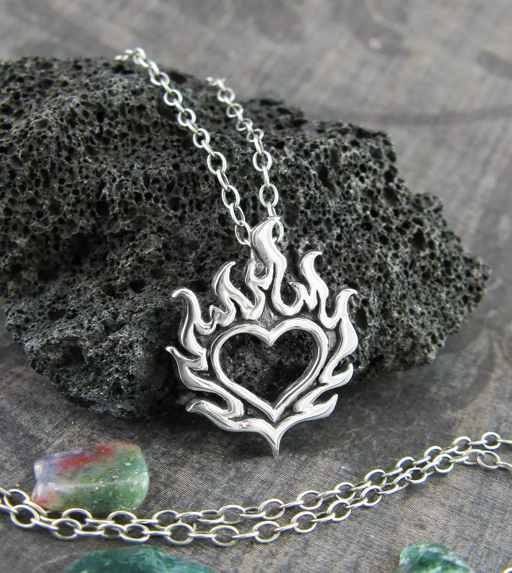 Little Flaming Heart Pendant, 100% Handmade